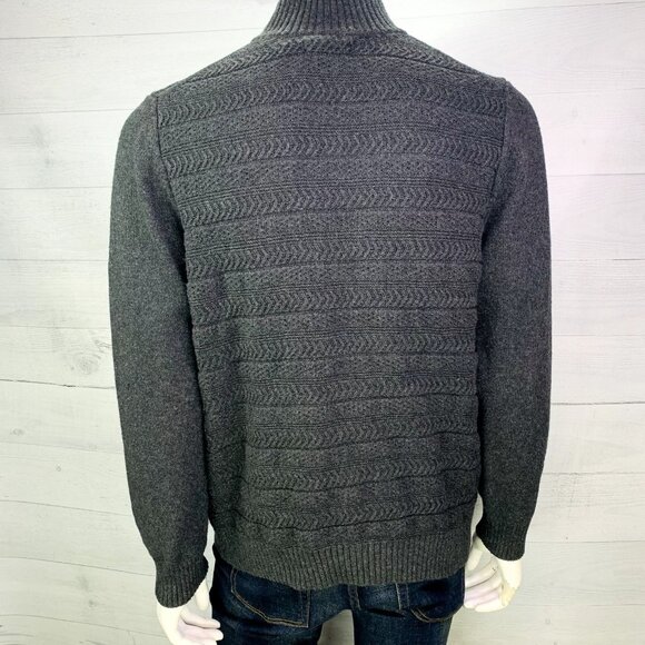 NEW Marc Anthony Mens Mock Neck Sweater Button Collar Grey Textured Knit Size XL - Picture 7 of 12